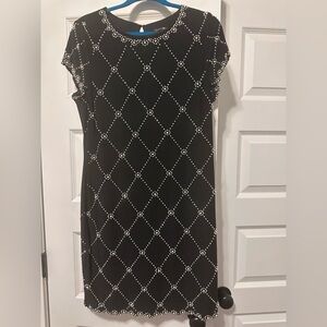 Betsy & Adam Black Diamond Studded Midi Dress